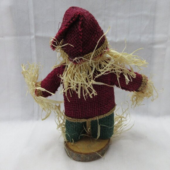 Vintage 8" Straw Santa Scarecrow on Burl Wood - Picture 3 of 5